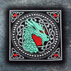Celtic Tattoo Dragon besticktes Bügelbild / Klett-Ärmel-Patch 2